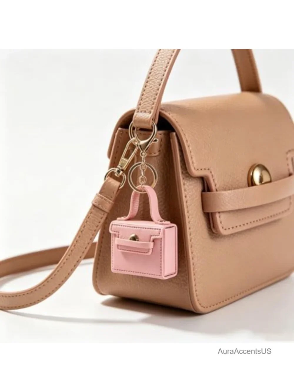 PU Leather Mini Bag Keychain Keyring Coin Purse Lipstick Holder Backpack Charm